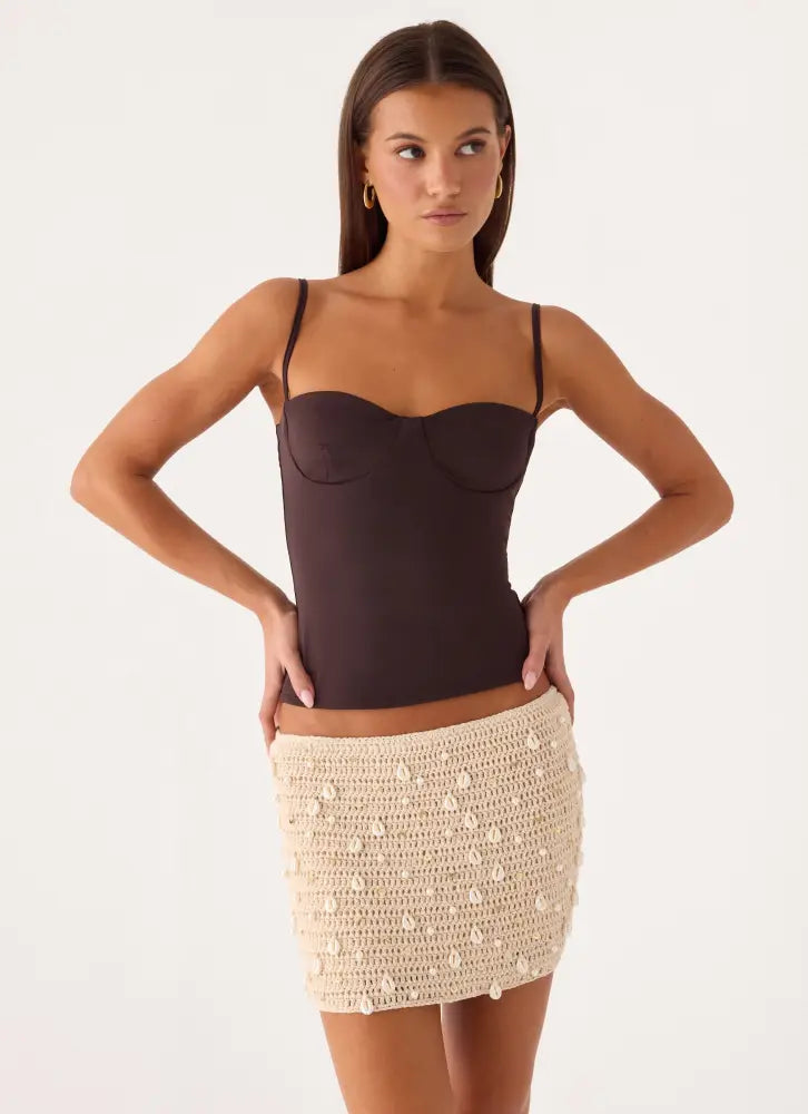 Elaris Crochet Mini Skirt - Ivory - Mini Skirts