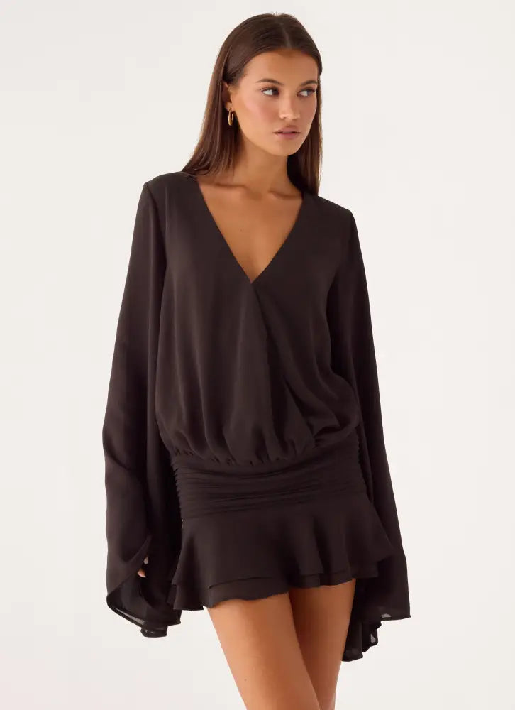 Elisana Mini Dress - Chocolate - Mini Dresses