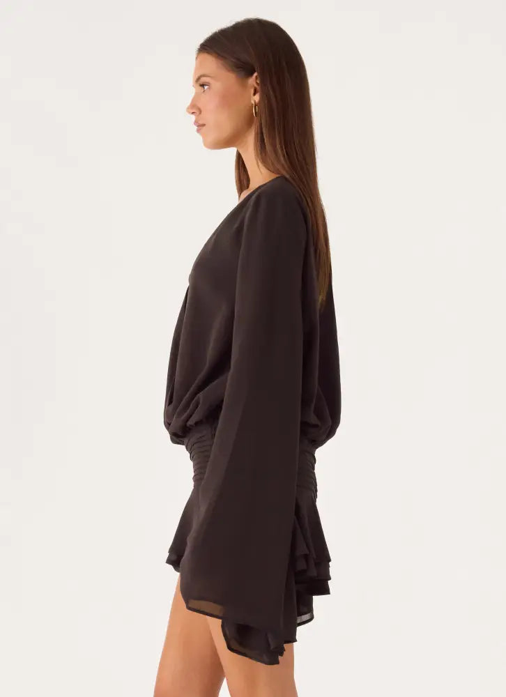 Elisana Mini Dress - Chocolate - Mini Dresses