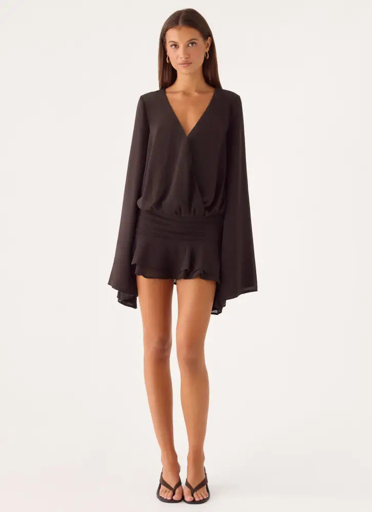 Elisana Mini Dress - Chocolate - Mini Dresses