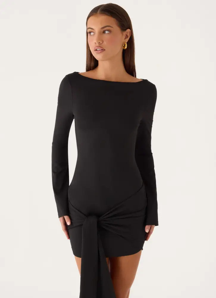 Holiday Scene Mini Dress - Black - Mini Dresses