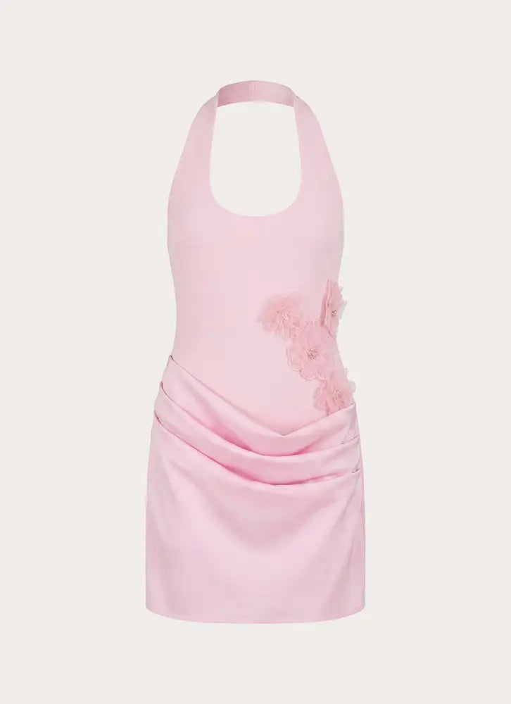 Kimana Halter Mini Dress - Pink - Mini Dresses