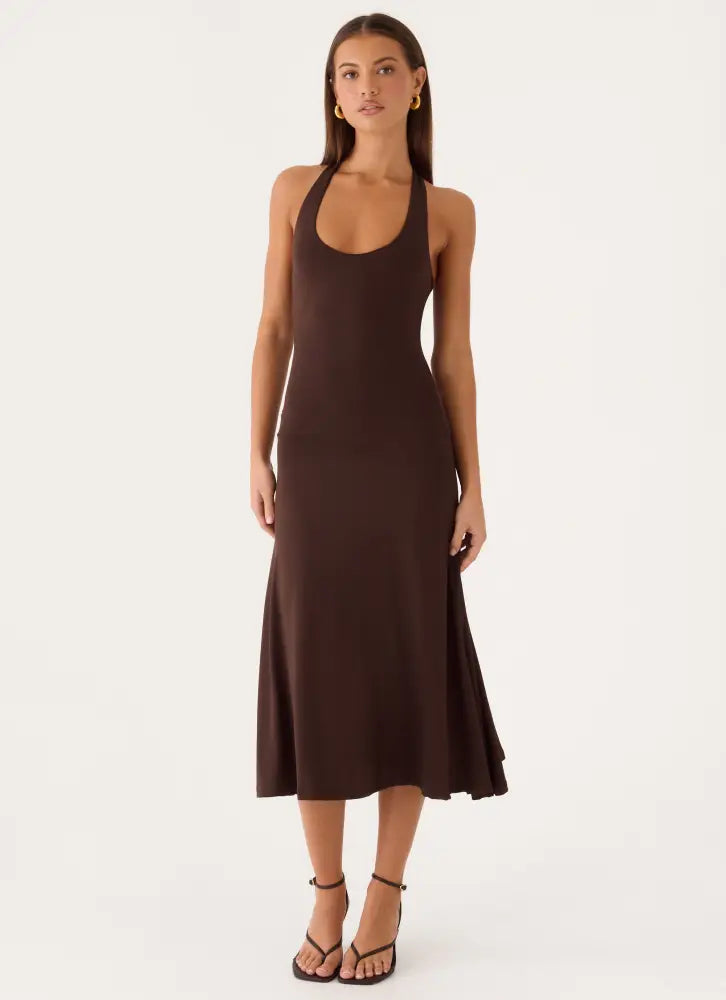 Klyne Midi Dress - Chocolate - Midi Dresses