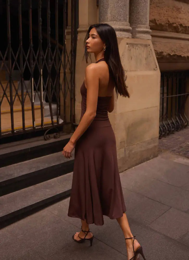Klyne Midi Dress - Chocolate - Midi Dresses