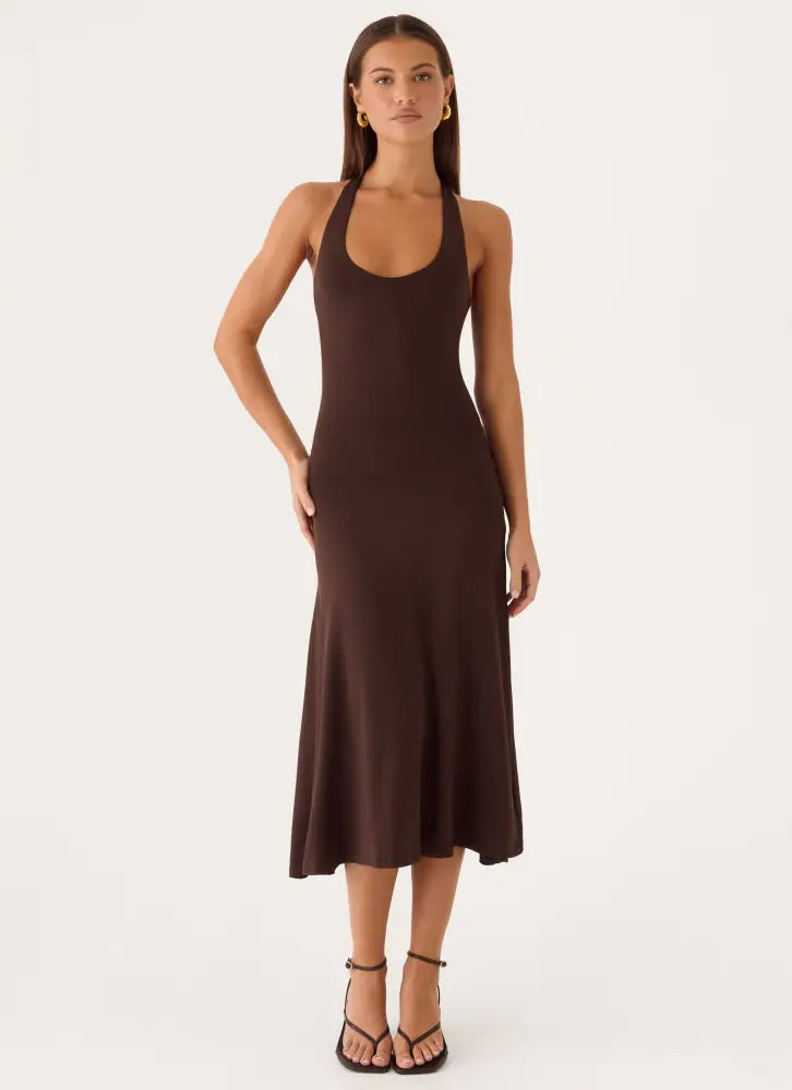 Klyne Midi Dress - Chocolate - Midi Dresses