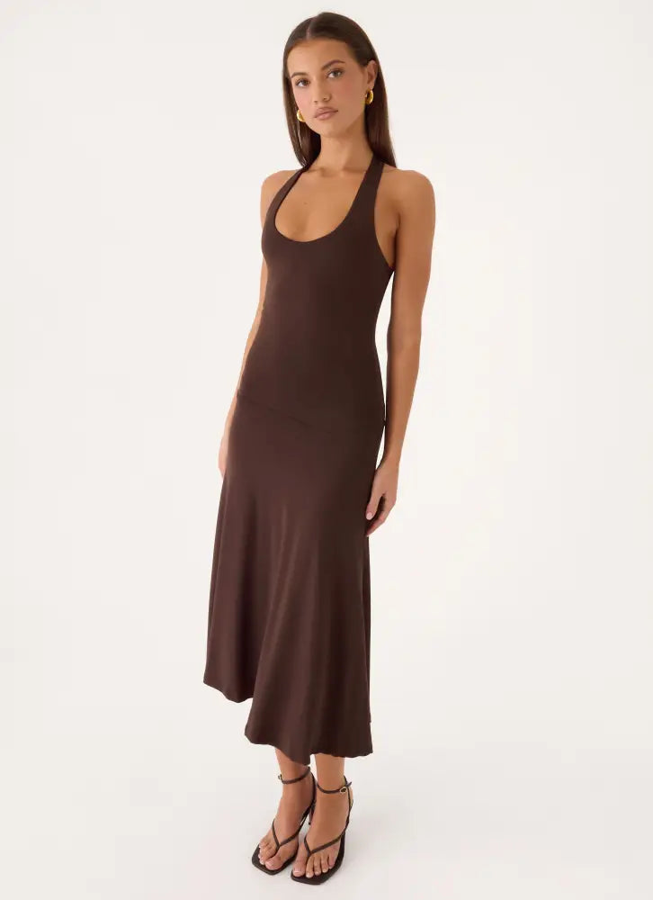 Klyne Midi Dress - Chocolate - Midi Dresses