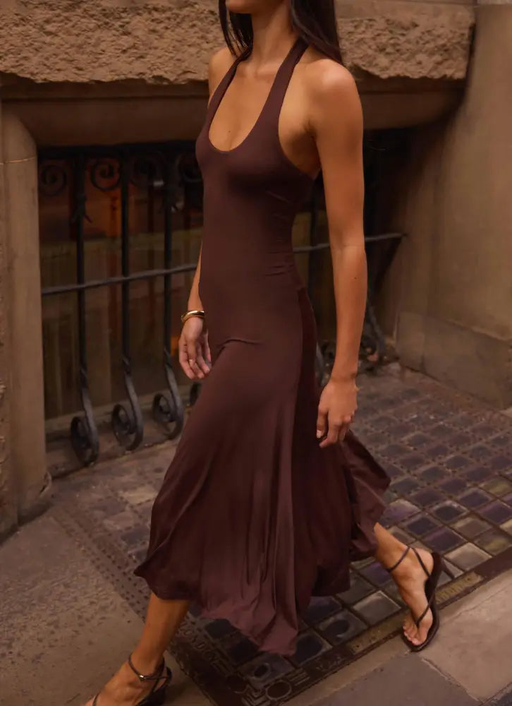 Klyne Midi Dress - Chocolate - Midi Dresses