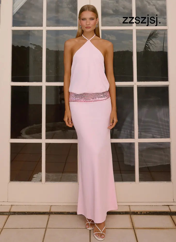 Marcie Halter Maxi Dress - Pink - Maxi Dresses
