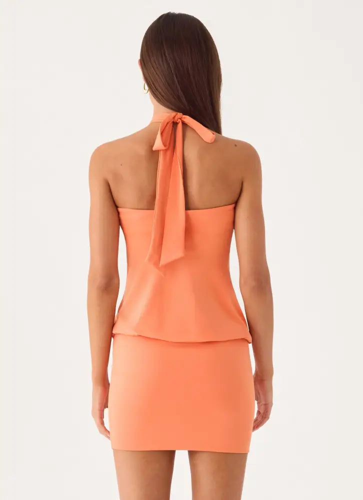 Marimae Halter Mini Dress - Apricot - Mini Dresses