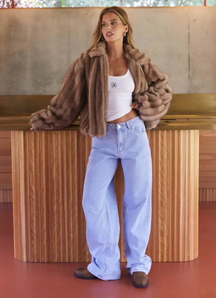 Naylor Faux Fur Jacket - Brown - Jackets + Coats