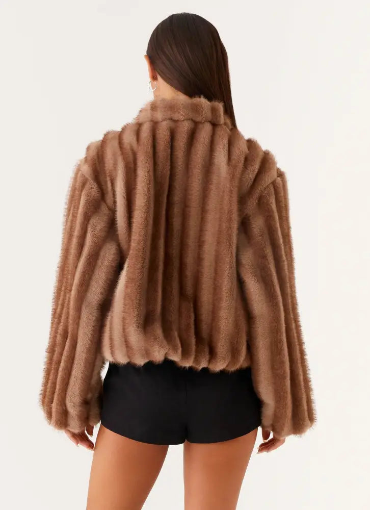 Naylor Faux Fur Jacket - Brown - Jackets + Coats