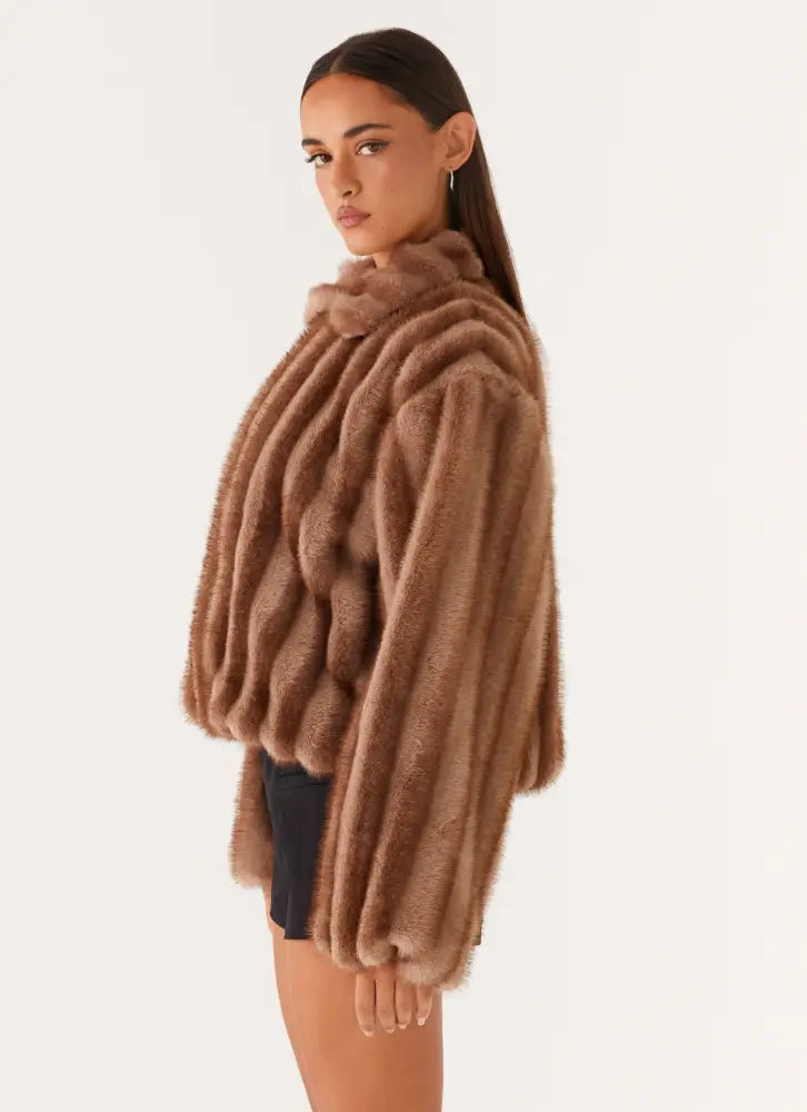 Naylor Faux Fur Jacket - Brown - Jackets + Coats