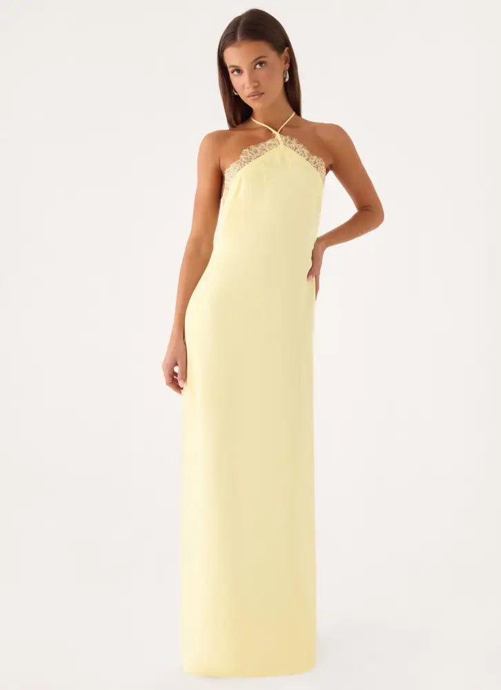 Samaria Halter Maxi Dress - Yellow - Maxi Dresses