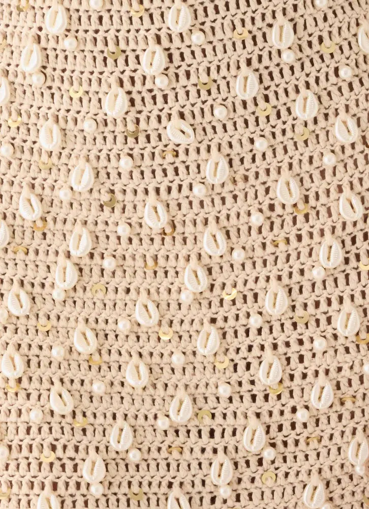 Sylvara Crochet Mini Dress - Ivory - Mini Dresses
