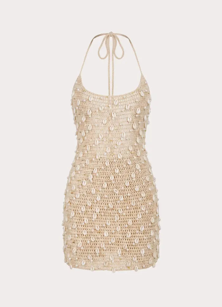 Sylvara Crochet Mini Dress - Ivory - Mini Dresses