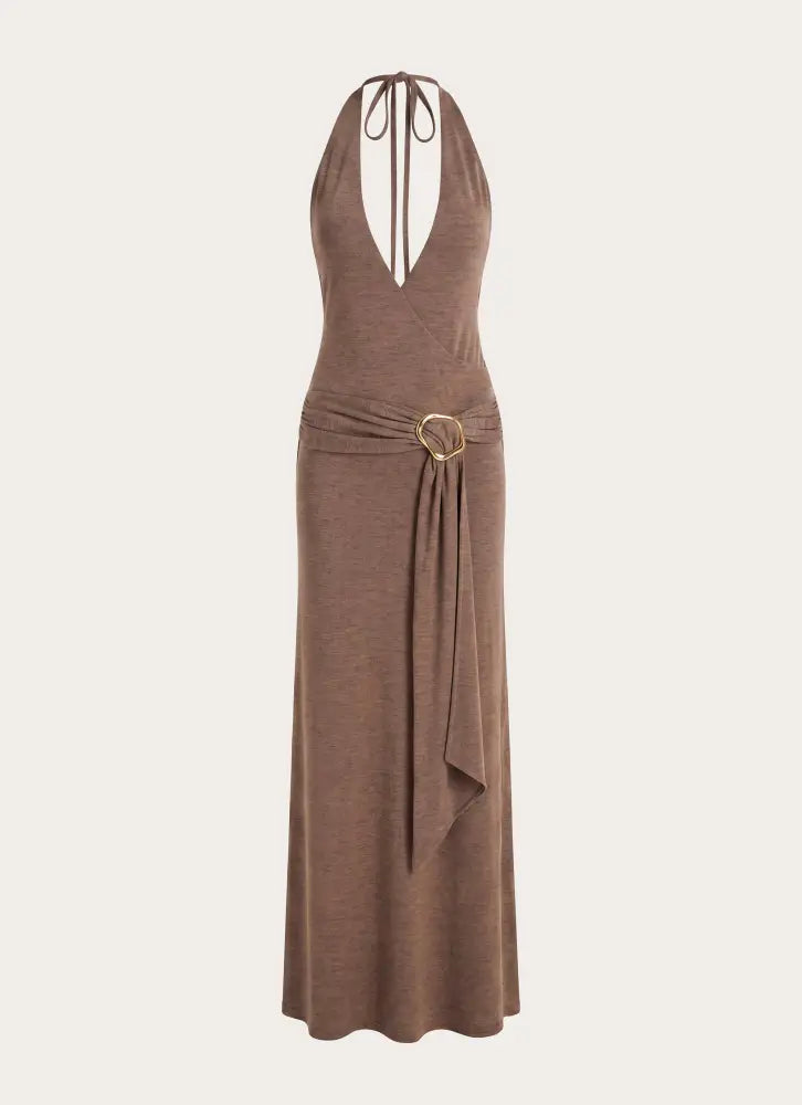 Talk To You Maxi Dress - Taupe - Maxi Dresses